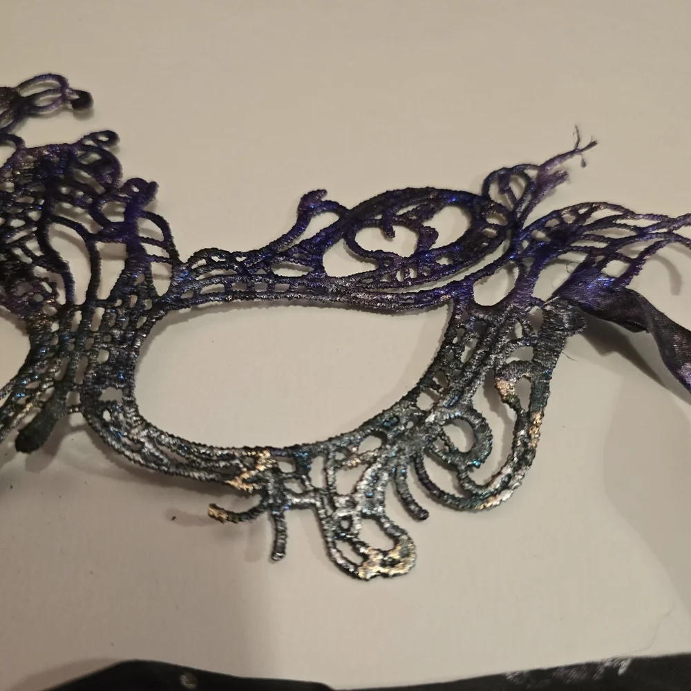 HANDCRAFTED Upcycled Lace Eye Mask HANDPAINTED Festival Mask Comic Con Sexy Play